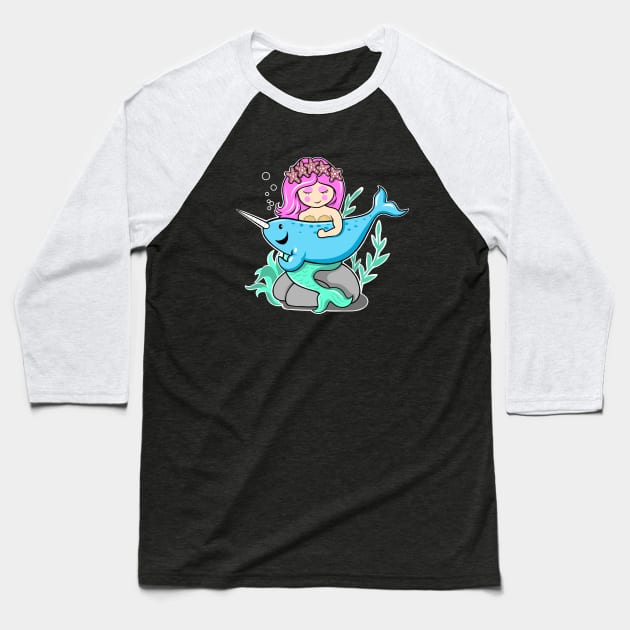 Swole mermaid Baseball T-Shirt by TimAddisonArt